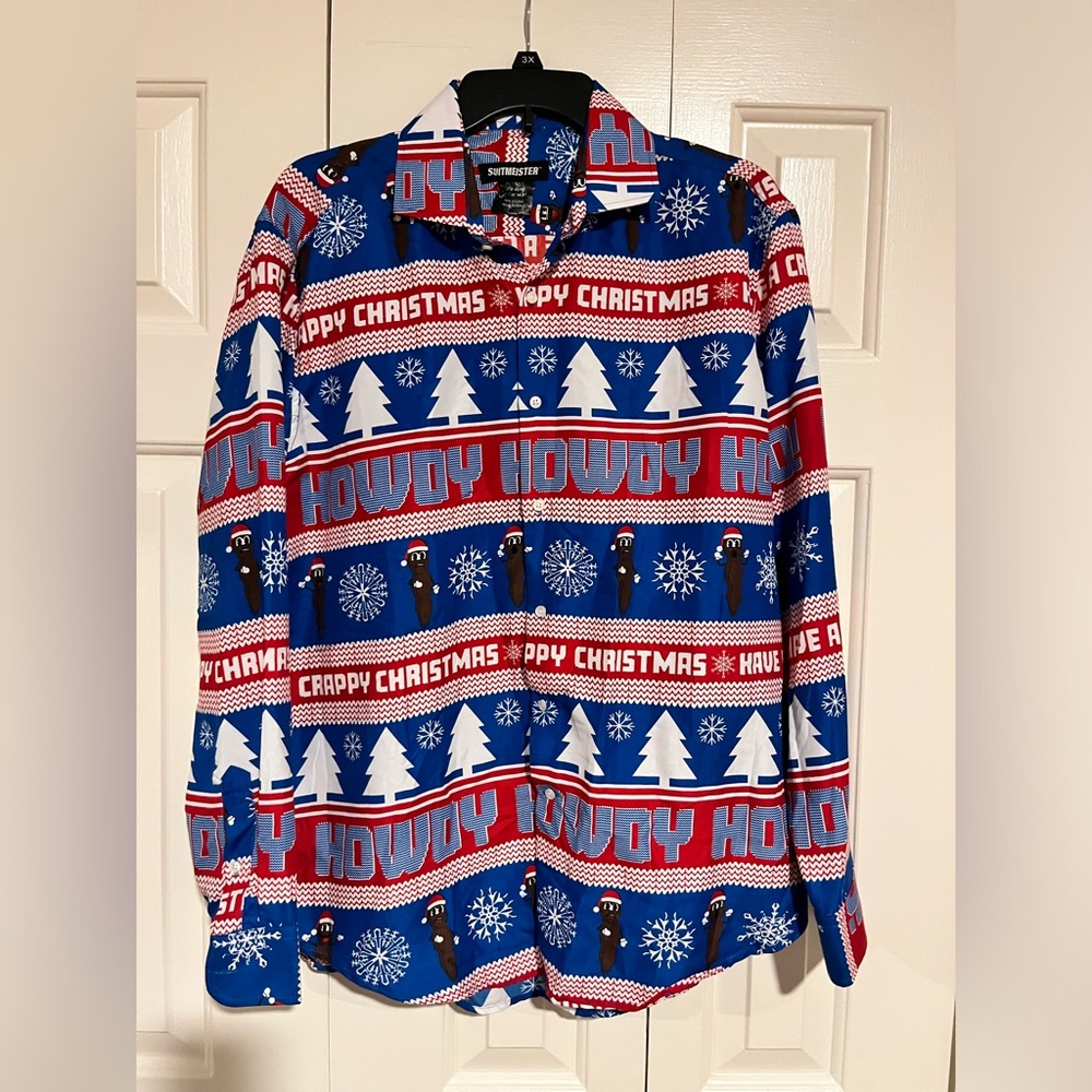Suitmeister Men's Mr Hanky South Park Holiday Christmas Poo Button Down Top
